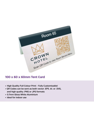 Full Colour QR Code Table Top Tent Number 100 x 60 x 60mm